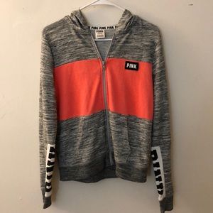 VS PINK Grey and Pink zip hoodie size S